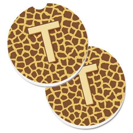 Carolines Treasures Monogram Initial T Giraffe Set of 2 Cup Holder Car Coaster CJ1025-TCARC